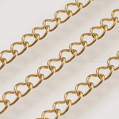 Cadenas de eslabones de acero inoxidable 304 hechas a mano con revestimiento iónico (IP) de 3.28 pie, soldada, dorado, 3.5x2.5x0.2mm