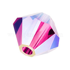 Perle di cristallo preciosa®, cristallo ceco, bicono(451 69 302 rondelle), 70350 20000 fucsia ab 2x, 4mm, Foro: 0.8 mm