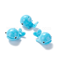 Abalorios de colores vario hechos a mano, forma de ballena, cielo azul profundo, 23x15x14mm, agujero: 1 mm