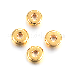 304ステンレススチールスペーサービーズ  フラットラウンド  18KGP本金メッキ  4x1.2mm  穴：1.2mm