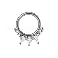 304ステンレススチールフープノーズリング  ステンレス鋼色  ティアドロップ  内径：8mm  ピン：1.2mm&nbsp;WG6D581-04
