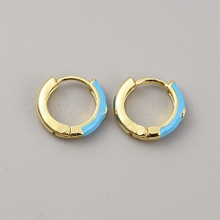 Серьги-кольца с эмалью и прозрачными фианитами EJEW-WH0004-39D