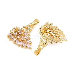 Pendentifs en laiton avec micro pavé de perles et zircons cubiques roses&nbsp;CU-CBABDE1-13G-02