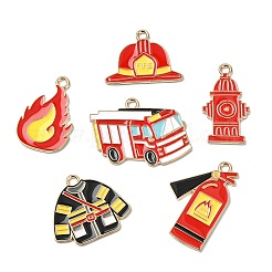 30 шт. 6 стиля подвески из сплава и эмали на тему пожаротушения&nbsp;ENAM-CJ0007-23