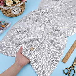アルミビーズトリムメッシュリボンロール  DIYジュエリークラフト作成用  銀  450x1500x2mm&nbsp;DIY-WH0750-413A