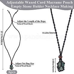 6 pochette en macramé réglable en cordon ciré vide pour fabrication de colliers&nbsp;NJEW-BBC0001-08C