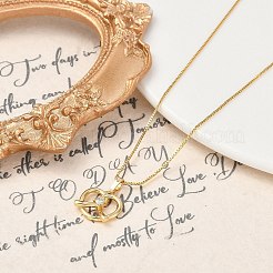 Латунный прозрачный кубический цирконий кулон в форме сердца ожерелья с цепочкой NJEW-M079-03G