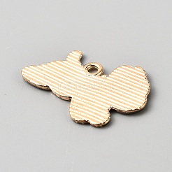 亜鉛合金エナメルペンダント  犬チャーム  ライトゴールド  ブラック  17.5~18x25x1mm  穴：2mm&nbsp;ENAM-CJC0013-20H