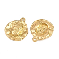 仏教用304ステンレススチール製ペンダント  仏陀の頭のお守り  ゴールドカラー  22x18x3.5mm  穴：1.6mm&nbsp;STAS-E524-03G