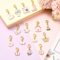 15 Uds decoraciones colgantes de esmalte de aleación&nbsp;HJEW-YW00499
