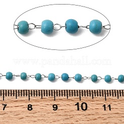 Бусины из синтетической бирюзы ручной работы и круглые звенья из нержавеющей стали 316&nbsp;CHS-L033-09P