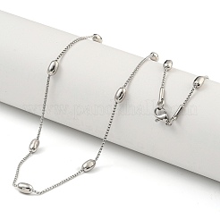 Не тускнеющие ожерелья из нержавеющей стали 304 с овальными звеньями NJEW-P315-01B-P