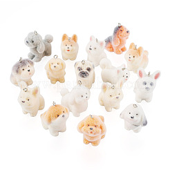 Colgantes de perro con flocado de resina&nbsp;RESI-TAC0012-21