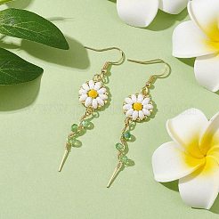 Стеклянные серьги с подвесками в виде цветка ромашки EJEW-JE05727