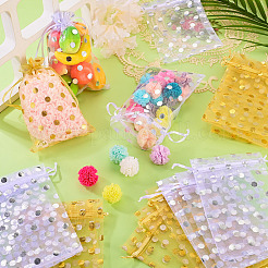 20 pz. 2 colori sacchetti con coulisse in organza a pois con stampa a caldo&nbsp;ABAG-TADJ0001-06C