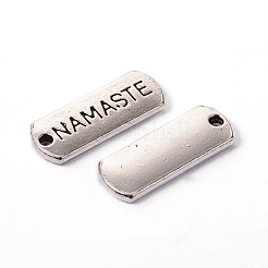 Tibetischen Stil Legierung Rechteck mit Wort Namaste Anhänger&nbsp;LS-TIBEP-Q043-067-RS