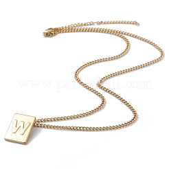Collier pendentif rectangulaire en acier inoxydable avec lettre initiale pour hommes et femmes&nbsp;NJEW-E090-01G-23