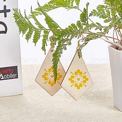 Diyダングルピアス  未完成の木製の大きなペンダント付き  真鍮のピアスフックと丸カン  混合図形  ゴールデン＆シルバー  ペンダント：120ピース/セット&nbsp;DIY-NB0003-62