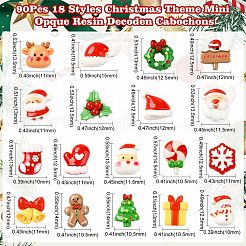 90 Stück 18 Stile Weihnachtsmotiv Mini Opak Resin Decoden Cabochons&nbsp;CRES-CJ0001-71