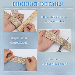 10 ярд полиэстеровой ленты в этническом стиле с ромбами&nbsp;SRIB-FG0001-35B