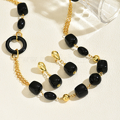 Комплекты из пластиковых прямоугольных серег и ожерелий из сплава для женщин&nbsp;KE4037