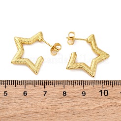 女性用304ステンレススチールスタッドピアス  イオンプレーティング（ip）  18KGP本金メッキ  スター  23.5x19.5x3mm&nbsp;EJEW-L296-032G-01