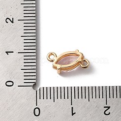 真鍮パヴェガラスコネクターチャーム  ニッケルフリー  馬の目のリンク  ゴールドカラー  パールピンク  12x6x4.5mm  穴：1mm&nbsp;KK-C062-070G