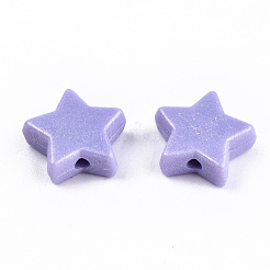 スプレープリントアクリルビーズ  ラバー加工スタイル  スター  ミディアムスレートブルー  10.5x11x4mm  穴：1.5mm  約2250個/500g&nbsp;MACR-T037-06B