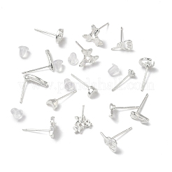女性用合金スタッドピアス2組  925つのスターリングシルバーピン付き  銀  スター  10mm&nbsp;EJEW-FS0001-27H