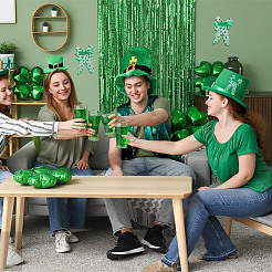 Лента из полиэстера с принтом в виде клевера на тему Дня святого Патрика&nbsp;OCOR-WH0100-72