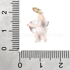 プリントブラスペンダント  エンジェルチャーム  ゴールドカラー  ビスク  19x11x6mm  穴：4mm&nbsp;KK-CBA1A42-04G-01