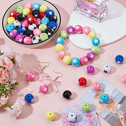 100шт 10 цвета непрозрачные акриловые бусины&nbsp;SACR-SP0001-15