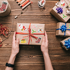 2 комплект из 2-х самоклеящихся ПВХ-наклеек с рождественской тематикой&nbsp;DIY-SC0032-86