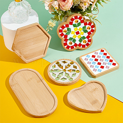 6 шт. 6 стиля: сердце/шестиугольник/плоский круг/овал/цветок/квадрат бамбуковая пластина для украшений DJEW-GA0001-59