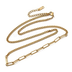 Женские ожерелья из полускрепок и витых цепочек из нержавеющей стали 304&nbsp;NJEW-Z091-11G