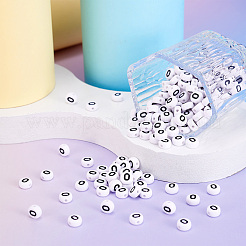 500 шт. Акриловые бусины с горизонтальным отверстием и буквами&nbsp;OACR-YS0001-03O