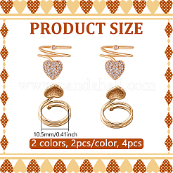 4 шт. 2-х цветные латунные кольца с микропаве из кубического циркония для женщин RJEW-HY0001-27