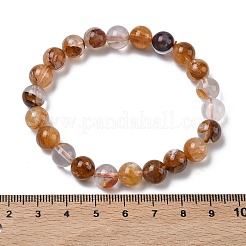Stretch-Armbänder mit runden Perlen aus natürlichem gelbem Hämatoidquarz für Damen&nbsp;BJEW-Z158-03F-03