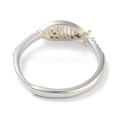 Регулируемые кольца из латуни «рыба Иисуса» с микро-паве и прозрачным фианитом RJEW-S416-04G