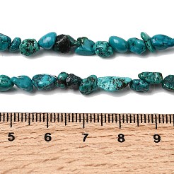 天然の湖北ターコイズビーズ連売り  ナゲット  4~10x4.5~6x4.5~6mm  穴：0.4mm  35.43''（90センチメートル）&nbsp;G-H345-A01-05