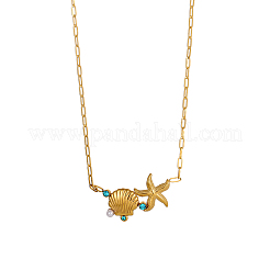 Colliers pendentifs en acier inoxydable 304 avec micro pavé de zircones cubiques&nbsp;NJEW-OY002-44G