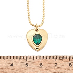 Подвеска из нержавеющей стали 304 с зеленым кубическим цирконием для женщин&nbsp;NJEW-C078-01A-G