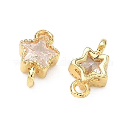 Латунные подвески-звездочки с инкрустацией из кубического циркония&nbsp;KK-P348-08G-03