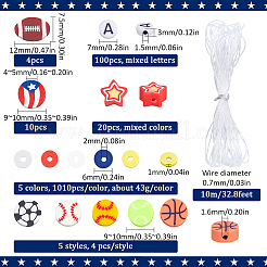 DIY-Kits zur Herstellung von Armbändern mit Polymer-Tonperlen zum Thema Unabhängigkeitstag und Sport&nbsp;DIY-SP0002-53