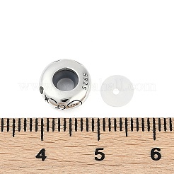 スターリングシルバーのカラフルなキュービックジルコニアのヨーロッパビーズ925個  ロンデルビーズ  レオ  9.5x3.5mm  穴：4.5mm&nbsp;STER-R005-01AS-05