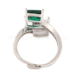 Квадратные латунные регулируемые кольца с микропаве и прозрачным фианитом RJEW-U009-03A-P