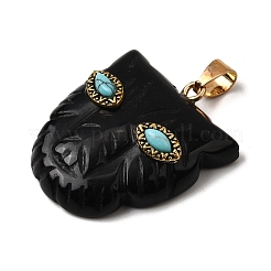 Подвески из натурального обсидиана и синтетической бирюзы G-Z090-02G-04