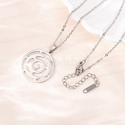 Collana con ciondolo a forma di labirinto in acciaio inossidabile 304 con catena a maglie&nbsp;NJEW-K308-08P