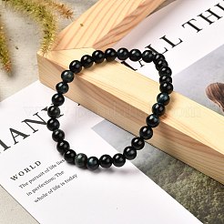 Braccialetti elasticizzati con perline rotonde in occhio di tigre naturale tinti e riscaldati&nbsp;BJEW-JB06654-05