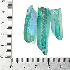 電気メッキされた天然の水晶が目盛り付きビーズ連売り  ナゲット  トップ掘削  21~43x5~13mm  穴：1mm  3個/セット&nbsp;G-P315-A14